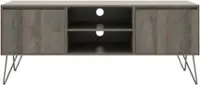 Front. Simpli Home - Hunter SOLID MANGO WOOD 60 inch Wide Industrial TV Media Stand in Grey For TVs up to 65 inches - Gray.