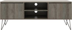 Simpli Home - Hunter SOLID MANGO WOOD 60 inch Wide Industrial TV Media Stand in Grey For TVs up to 65 inches - Gray - Front_Zoom