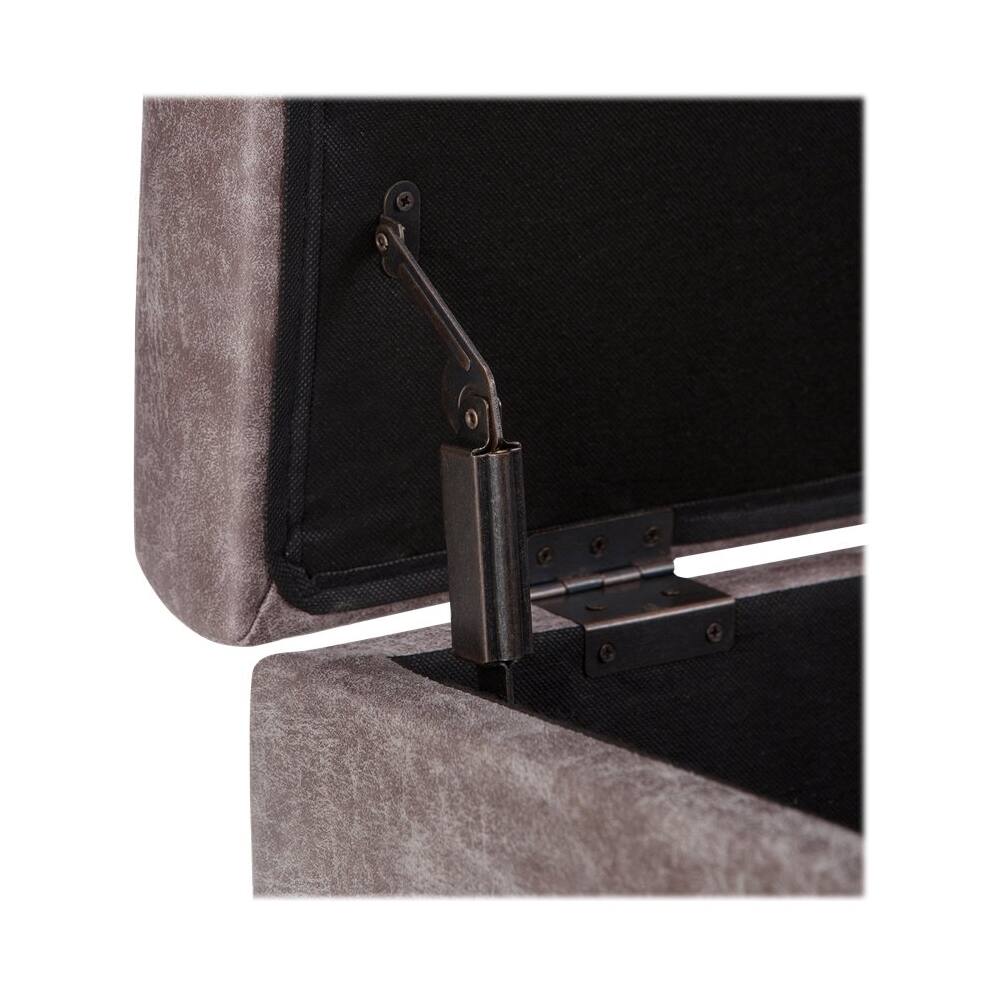 Alt View 12. Simpli Home - Owen 34 inch Wide Mid Century Modern Rectangle Coffee Table Storage Ottoman - Distressed Gray Taupe.