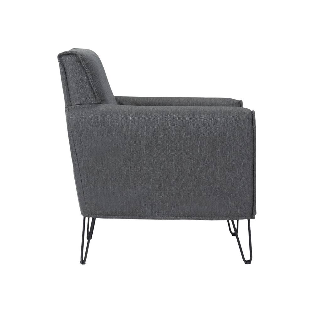 Left View: Simpli Home - Warren Mid-Century Modern Woven Fabric Chair - Slate Gray