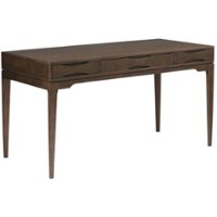 Simpli Home - Harper Rectangular Mid-Century Modern Solid Rubberwood 2-Drawer Table - Walnut Brown - Front_Zoom