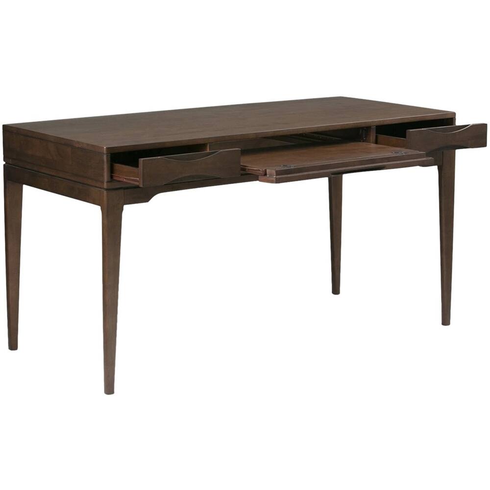 Alt View 11. Simpli Home - Harper Rectangular Mid-Century Modern Solid Rubberwood 2-Drawer Table - Walnut Brown.