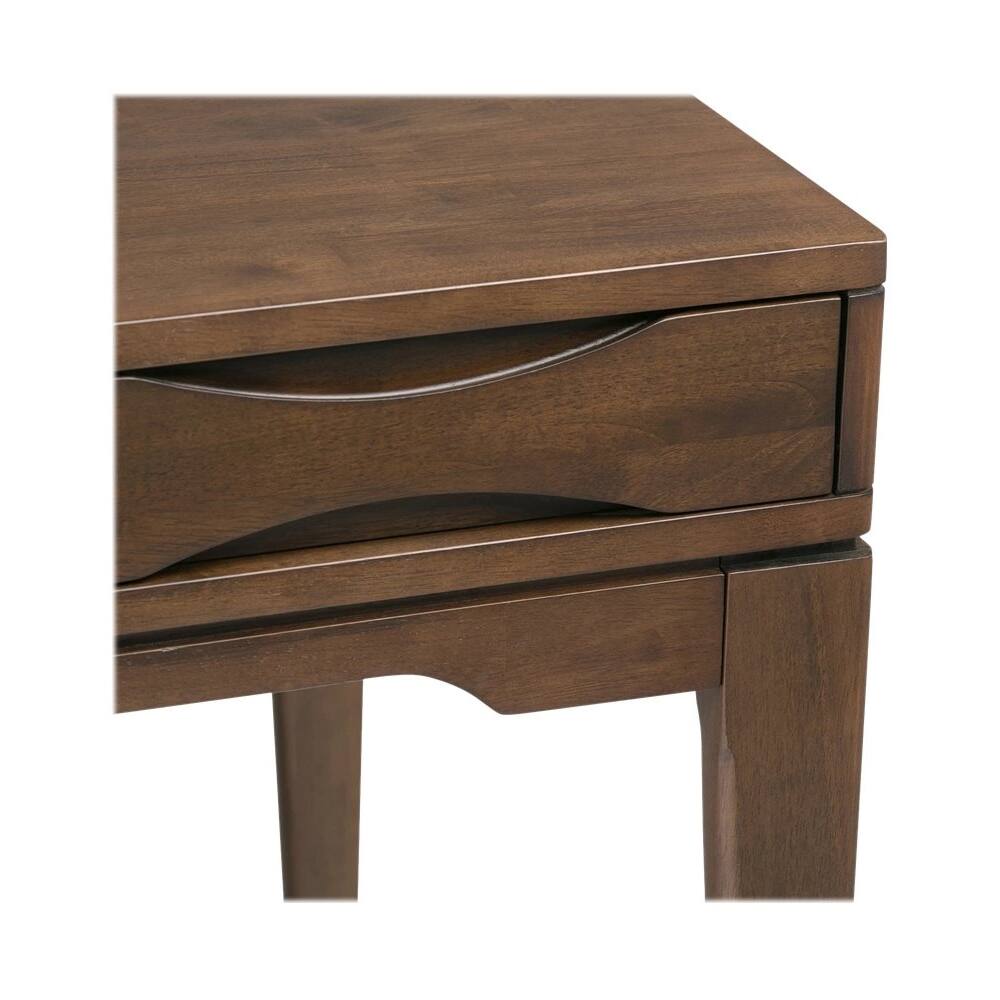Alt View 12. Simpli Home - Harper Rectangular Mid-Century Modern Solid Rubberwood 2-Drawer Table - Walnut Brown.