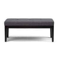 Simpli Home - Lacey 43 inch Wide Contemporary Rectangle Tufted Ottoman Bench - Slate Gray - Front_Zoom