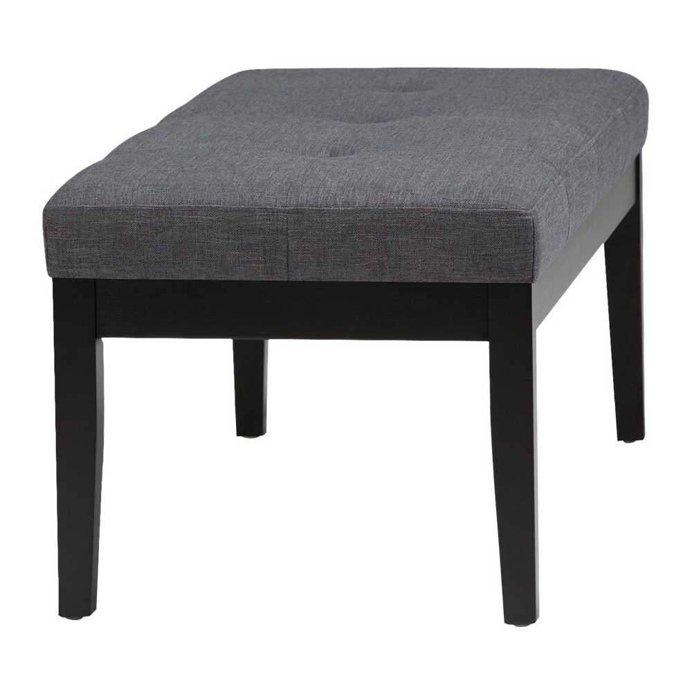Left View: Simpli Home - Lacey 43 inch Wide Contemporary Rectangle Tufted Ottoman Bench - Slate Gray