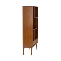 Simpli Home - Draper Mid-Century Modern Solid Hardwood 6-Shelf 2-Drawer Bookcase - Teak Brown - Front_Zoom