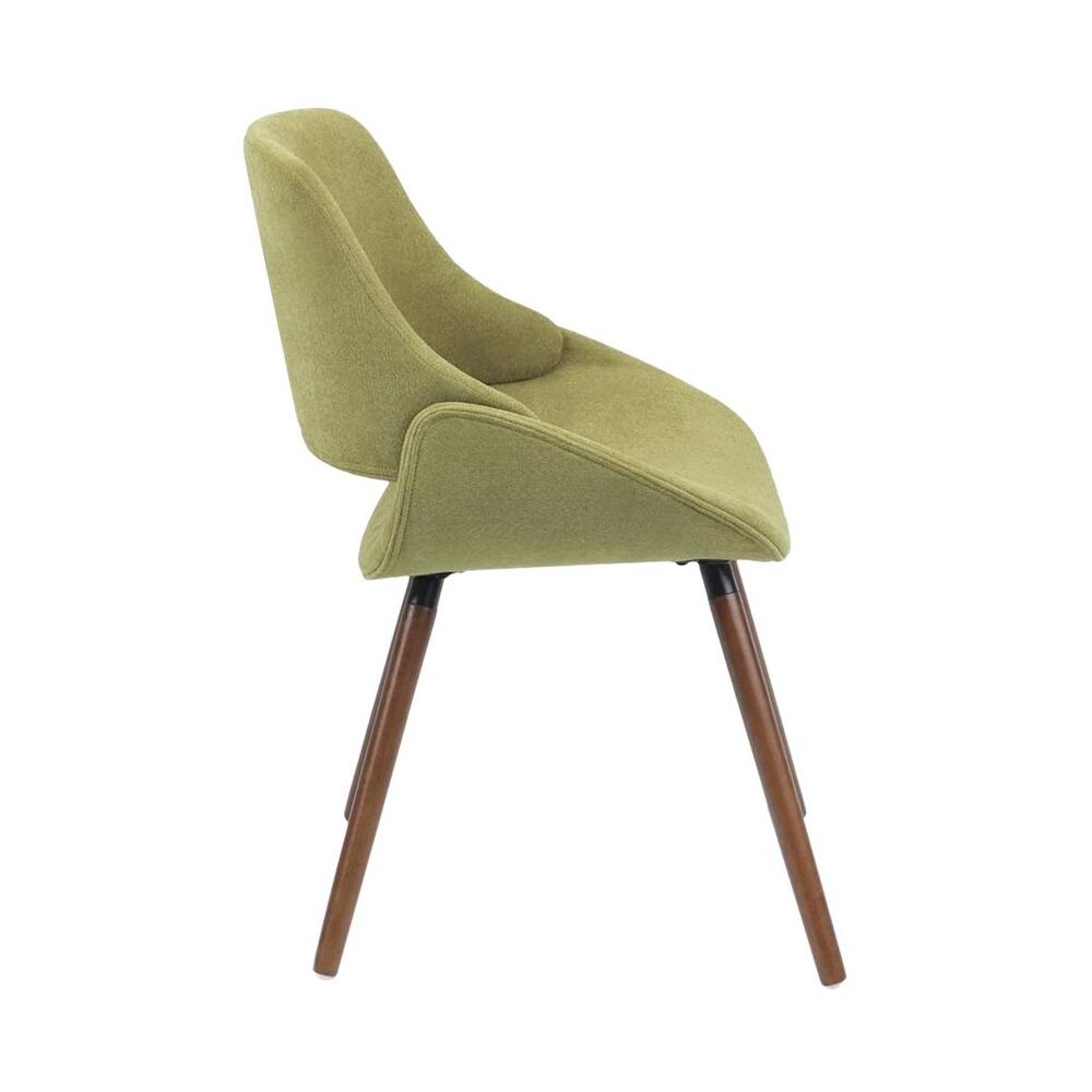 Left View: Simpli Home - Malden Mid Century Modern Bentwood Dining Chair in Woven Fabric - Acid Green