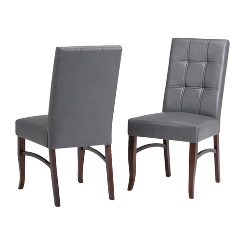 Simpli Home - Ezra Contemporary Faux Leather Dining Chairs (Set of 2) - Stone Gray