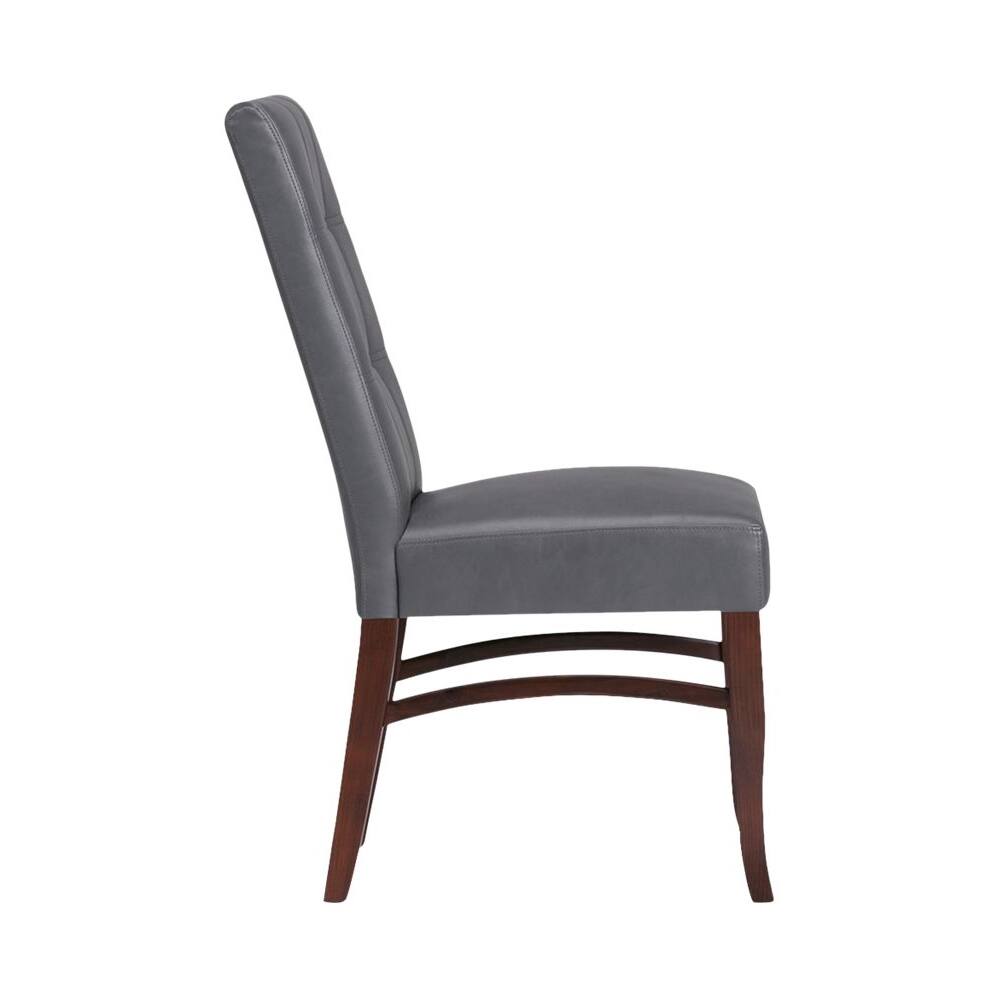 Left View: Simpli Home - Ezra Contemporary Faux Leather Dining Chairs (Set of 2) - Stone Gray
