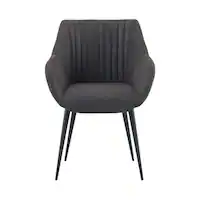 Simpli Home - Briar Mid-Century Modern Faux Leather Dining Chair - Distressed Charcoal - Front_Zoom