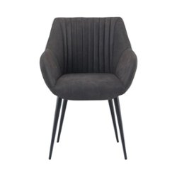 Simpli Home - Briar Mid-Century Modern Faux Leather Dining Chair - Distressed Charcoal - Front_Zoom