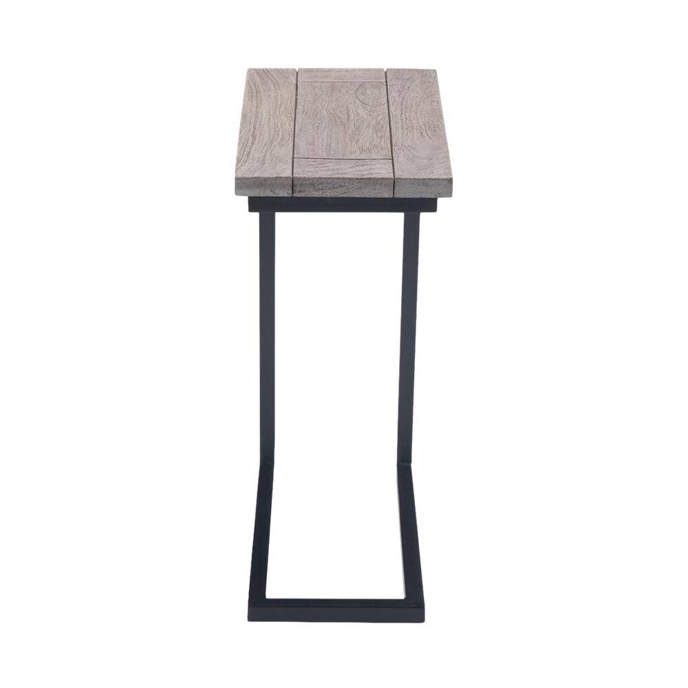 Angle. Simpli Home - Skyler Rectangular Modern Industrial Solid Mango Wood Side Table - Walnut Brown.