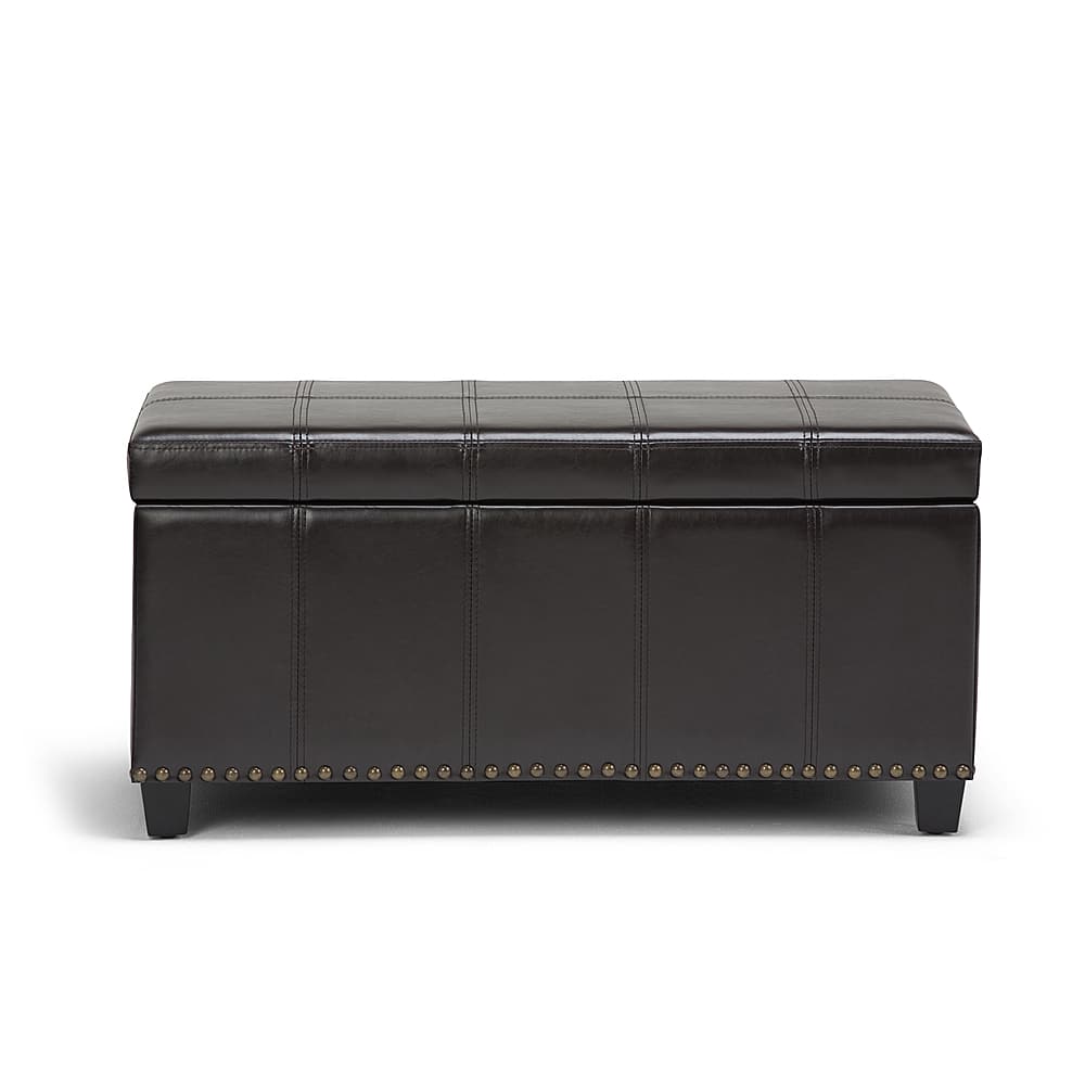 Front. Simpli Home - Amelia Storage Ottoman Bench - Tanner's Brown.