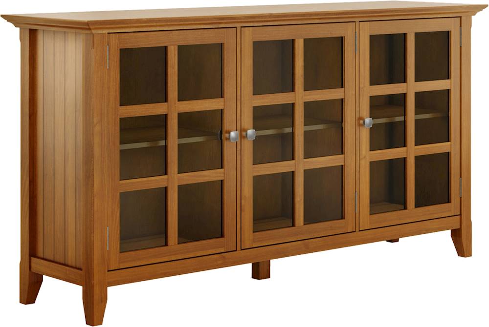 Angle View: Simpli Home - Acadian SOLID WOOD 62 inch Wide Transitional Wide Storage Cabinet in - Light Golden Brown