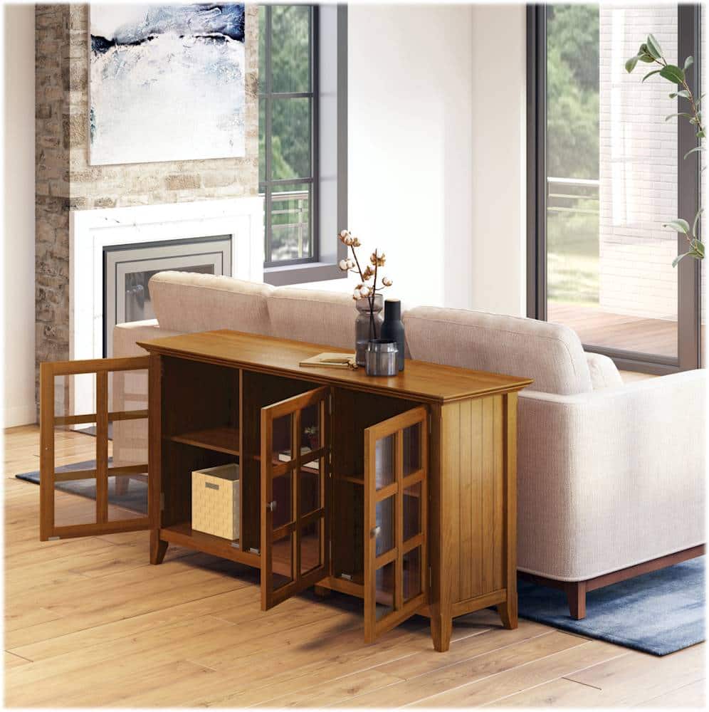 Alt View 15. Simpli Home - Acadian SOLID WOOD 62 inch Wide Transitional Wide Storage Cabinet in Light Golden Brown - Light Golden Brown.