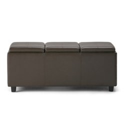Simpli Home - Avalon 42 inch Wide Contemporary Rectangle Storage Ottoman - Chocolate Brown - Front_Zoom