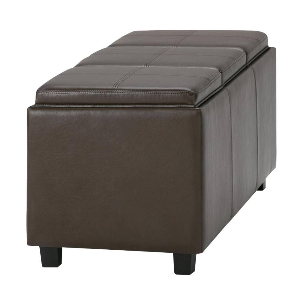 Left View: Simpli Home - Avalon 42 inch Wide Contemporary Rectangle Storage Ottoman - Chocolate Brown