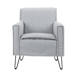 Simpli Home - Warren Mid-Century Modern Woven Fabric Chair - Cool Gray