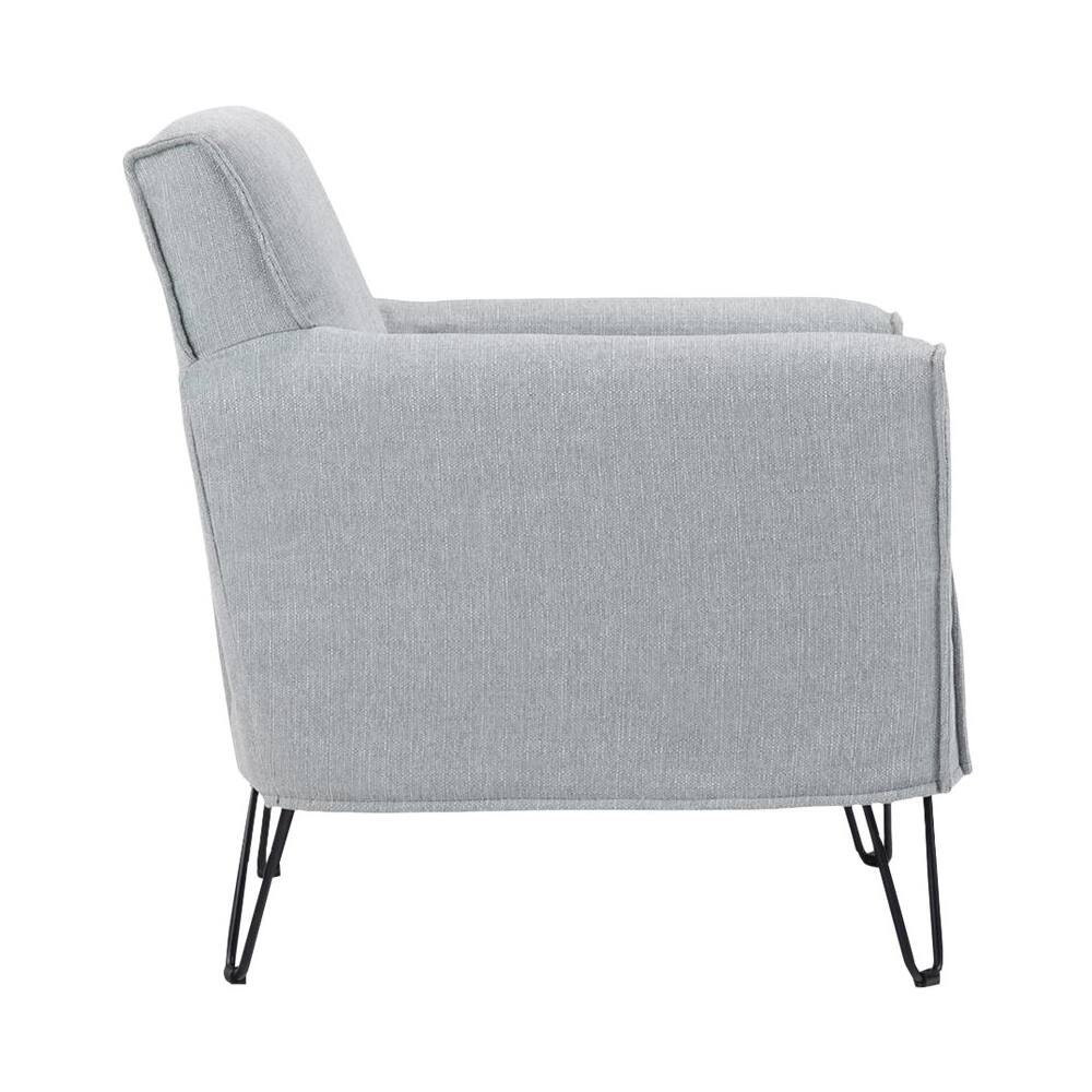 Left View: Simpli Home - Warren Mid-Century Modern Woven Fabric Chair - Cool Gray