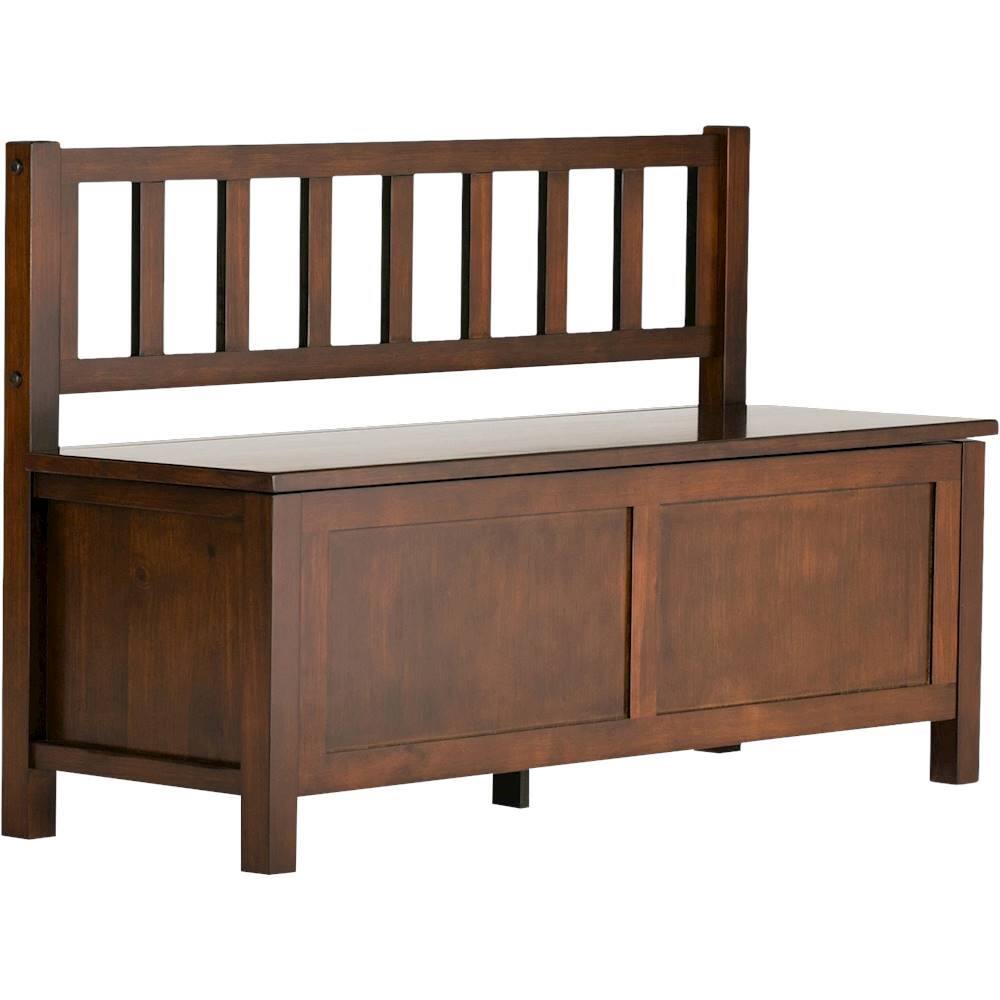 Angle View: Simpli Home - Artisan Rectangular Contemporary Wood Storage Bench - Russet Brown