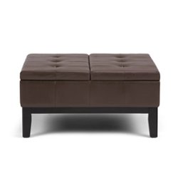 Simpli Home - Dover 36 inch Wide Contemporary Square Coffee Table Storage Ottoman - Chocolate Brown - Front_Zoom