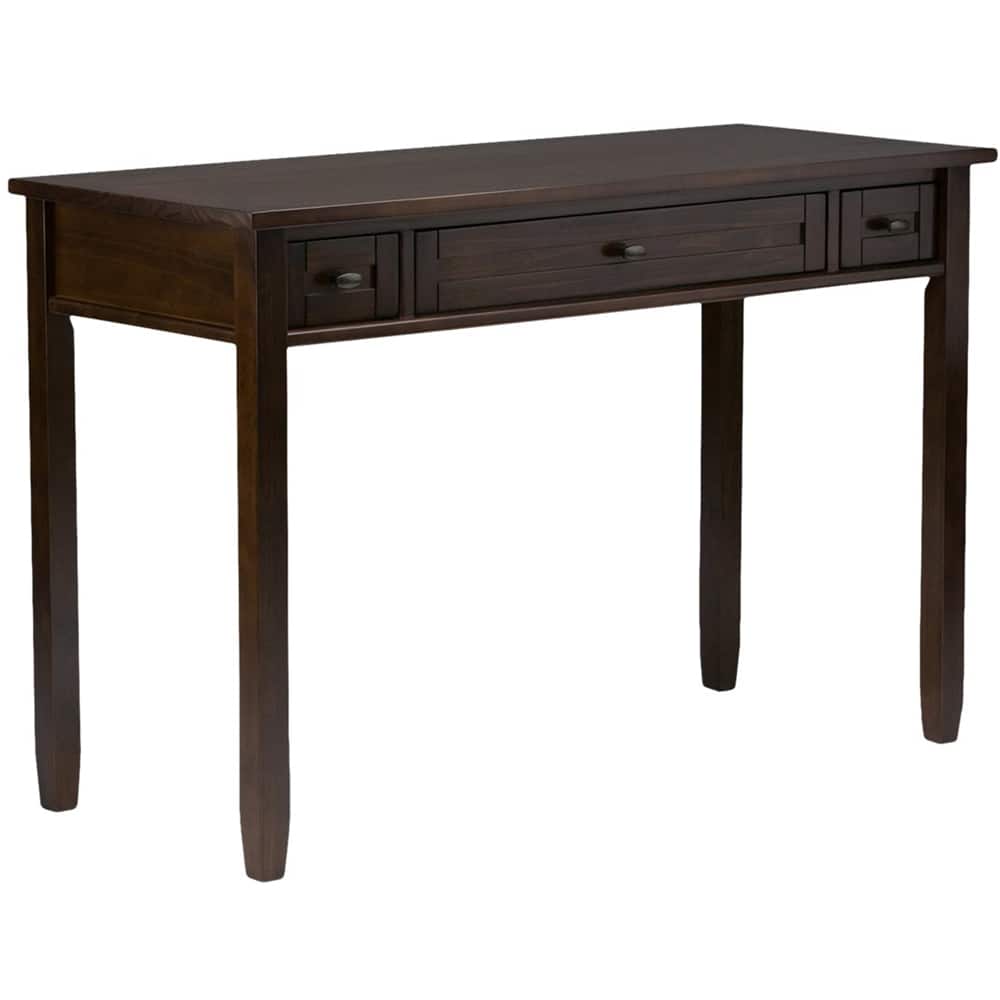 Front. Simpli Home - Warm Shaker SOLID WOOD Transitional 48 inch Wide Writing Office Desk in Tobacco Brown - Tobacco Brown.