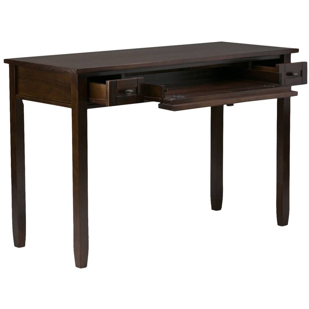 Left. Simpli Home - Warm Shaker SOLID WOOD Transitional 48 inch Wide Writing Office Desk in Tobacco Brown - Tobacco Brown.