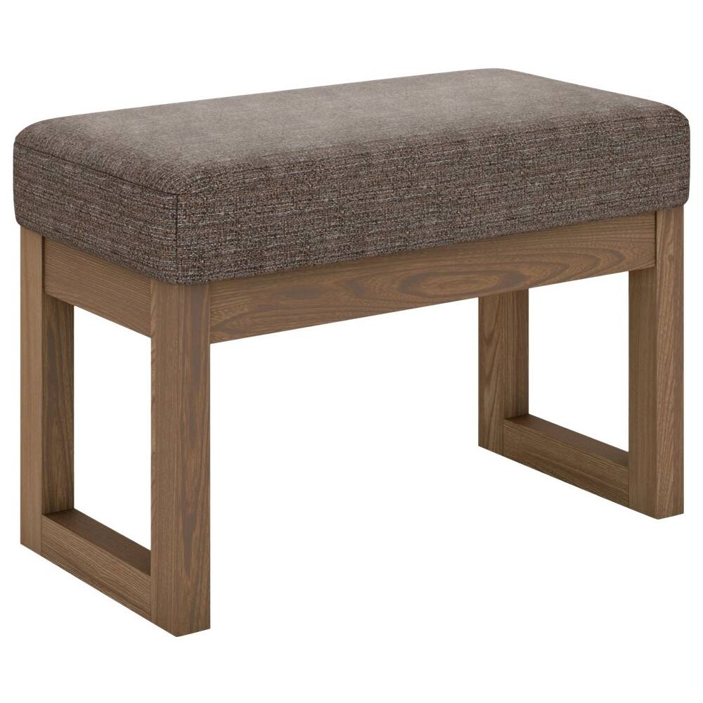 Left View: Simpli Home - Milltown 26 inch Wide Contemporary Rectangle Footstool Ottoman Bench - Mink Brown