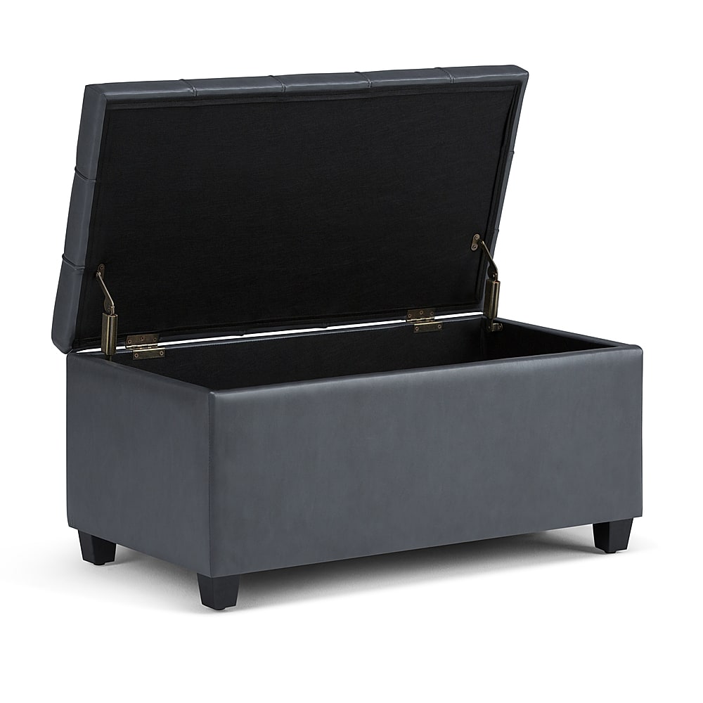 Left View: Simpli Home - Sienna Storage Ottoman Bench - Stone Gray