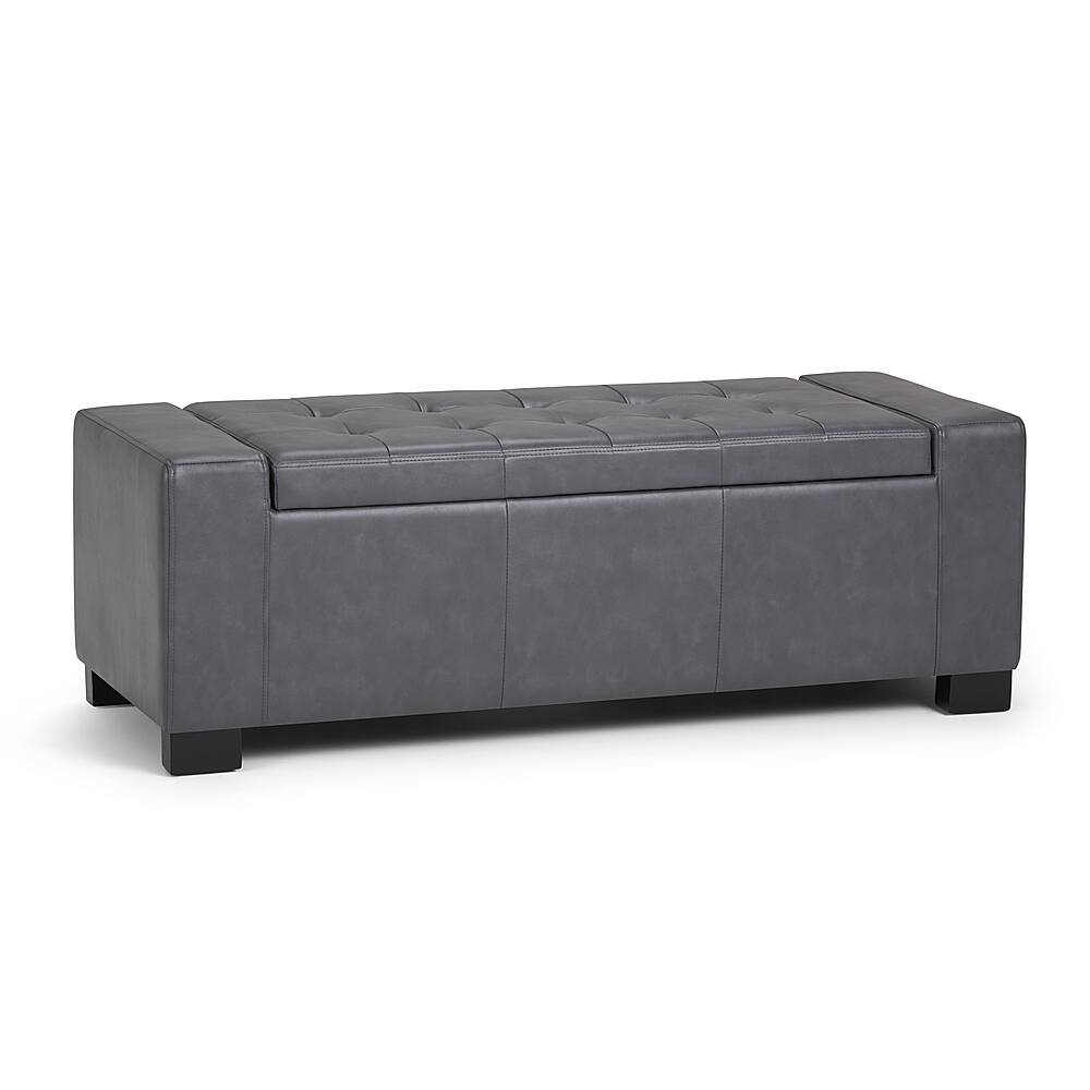 Angle View: Simpli Home - Laredo 51 inch Wide Contemporary Rectangle Large Storage Ottoman - Stone Gray