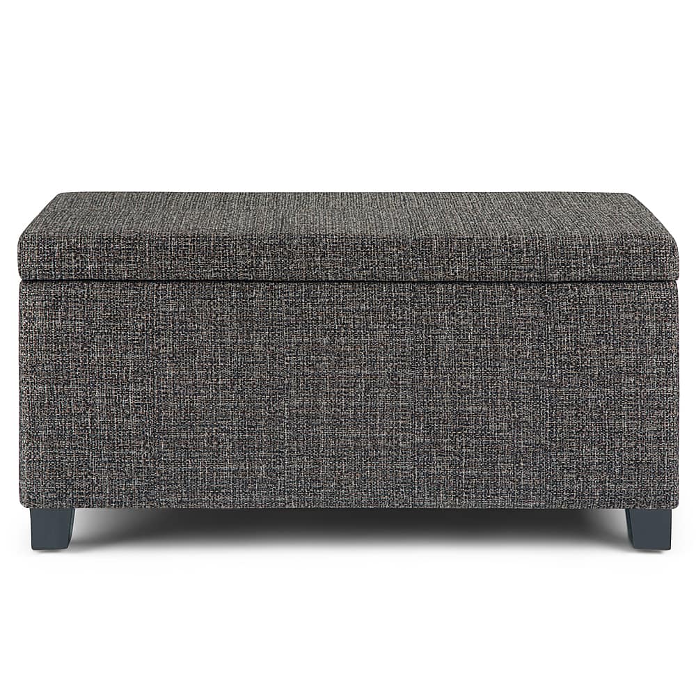 Front. Simpli Home - Dover 36 inch Wide Contemporary Rectangle Storage Ottoman Bench - Dark Gray.