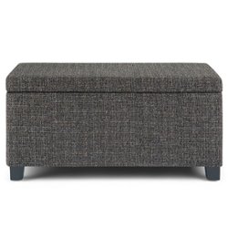 Simpli Home - Dover 36 inch Wide Contemporary Rectangle Storage Ottoman Bench - Dark Gray - Front_Zoom
