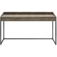 Simpli Home - Ralston Rectangular Modern Industrial Solid Acacia Wood 2-Drawer Table - Distressed Gray - Front_Zoom