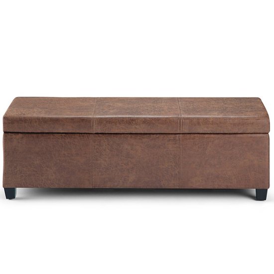 Simpli Home - Avalon 48 inch Wide Contemporary Rectangle Storage Ottoman  Bench - Distressed Umber Brown