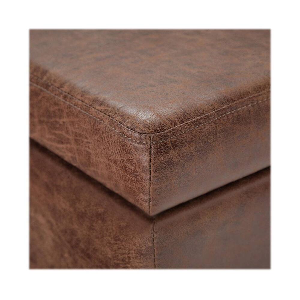 Alt View 12. Simpli Home - Avalon 48 inch Wide Contemporary Rectangle Storage Ottoman Bench - Distressed Umber Brown.