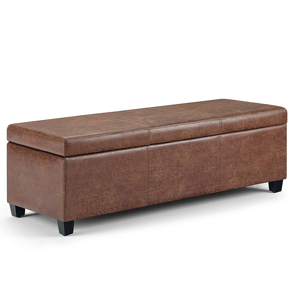 Angle View: Simpli Home - Avalon 48 inch Wide Contemporary Rectangle Storage Ottoman Bench - Distressed Umber Brown