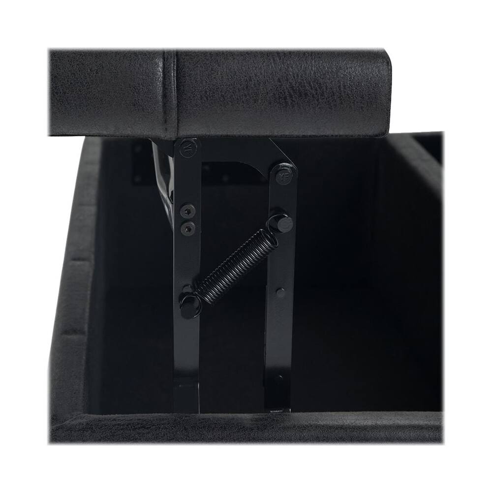 Alt View 11. Simpli Home - Harrison 36 inch Wide Transitional Square Coffee Table Storage Ottoman in Distressed Black Faux Leather - Distressed Black.