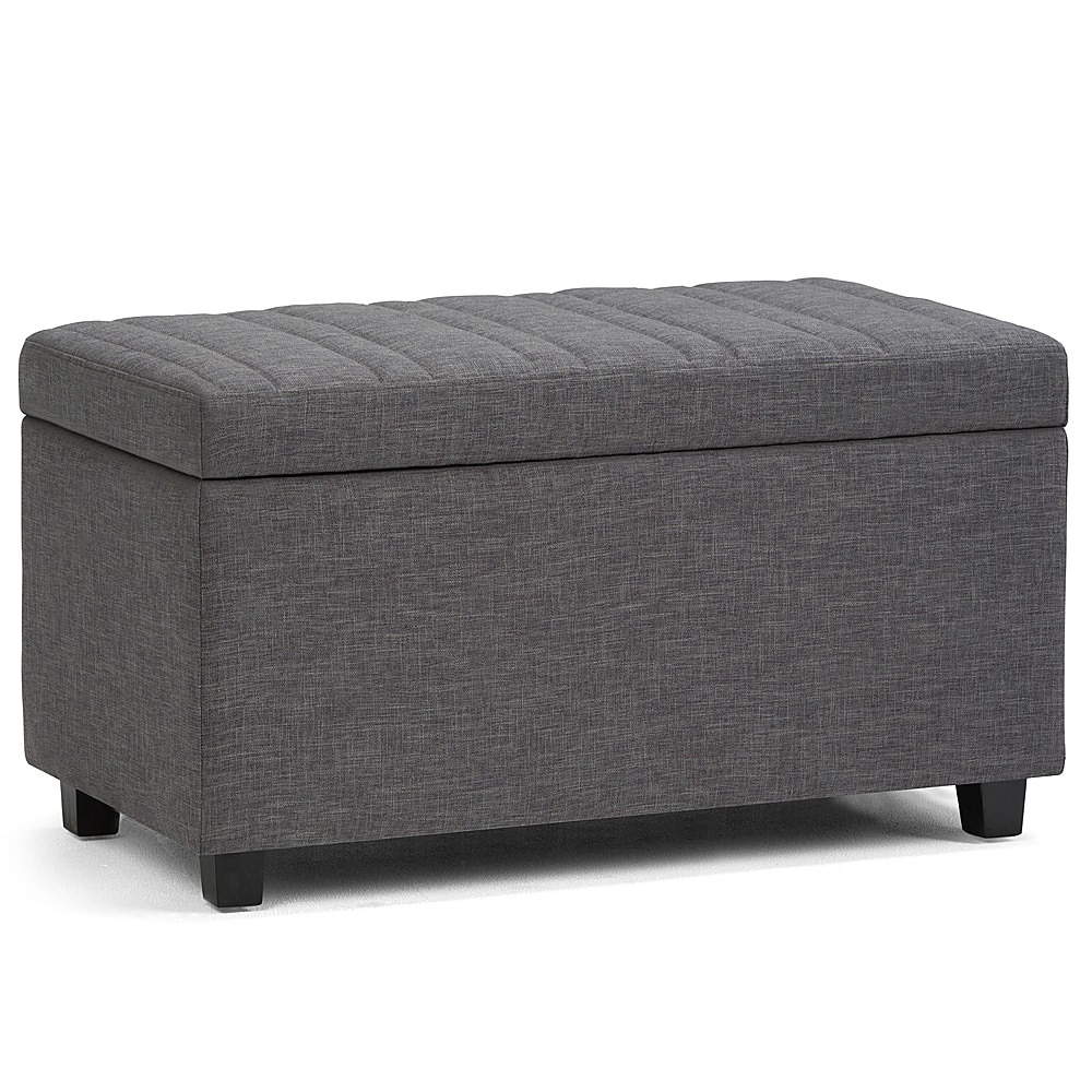 Angle View: Simpli Home - Darcy 34 inch Wide Contemporary Rectangle Storage Ottoman Bench - Slate Gray