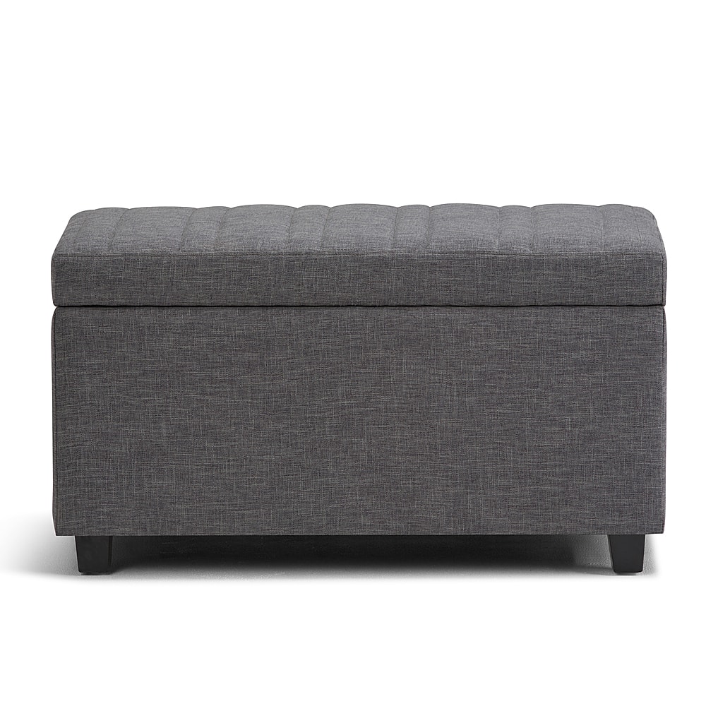 Front. Simpli Home - Darcy 34 inch Wide Contemporary Rectangle Storage Ottoman Bench - Slate Gray.