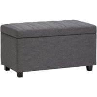 Simpli Home - Darcy 34 inch Wide Contemporary Rectangle Storage Ottoman Bench - Slate Gray - Front_Zoom