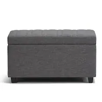 Simpli Home - Darcy 34 inch Wide Contemporary Rectangle Storage Ottoman Bench - Slate Gray - Front_Zoom
