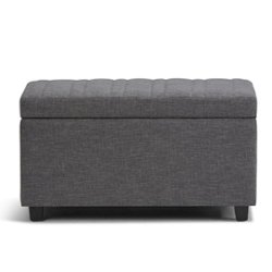 Simpli Home - Darcy 34 inch Wide Contemporary Rectangle Storage Ottoman Bench - Slate Gray - Front_Zoom