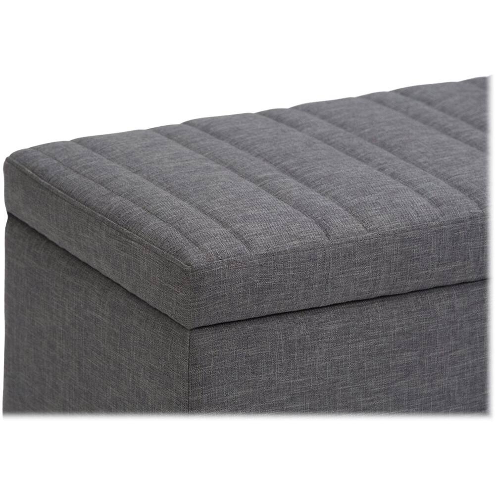 Alt View 11. Simpli Home - Darcy 34 inch Wide Contemporary Rectangle Storage Ottoman Bench - Slate Gray.