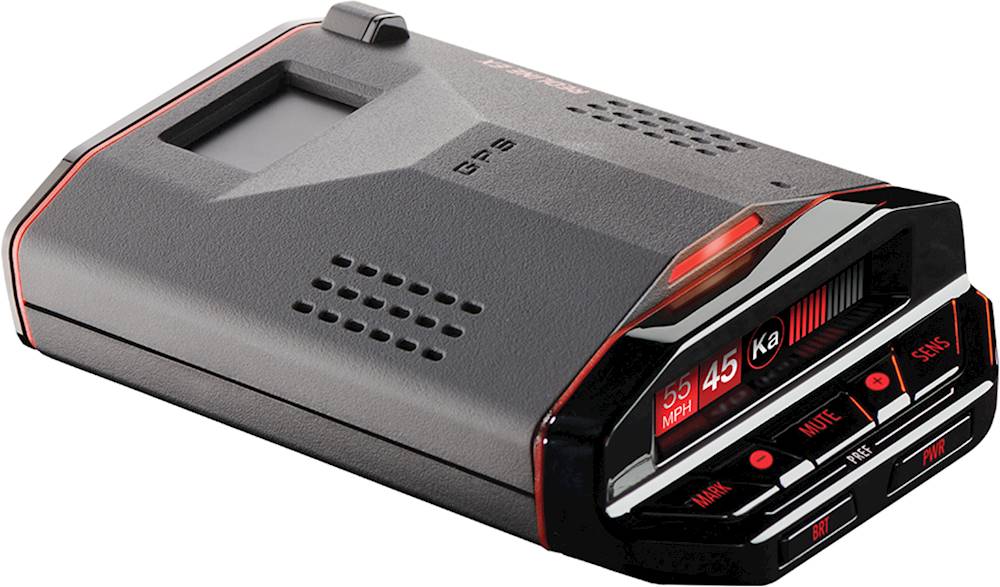 Angle View: ESCORT's RedLine EX Connected Laser & Radar Detector w/ Live Streaming Alerts from the Cobra / ESCORT Driver Network.