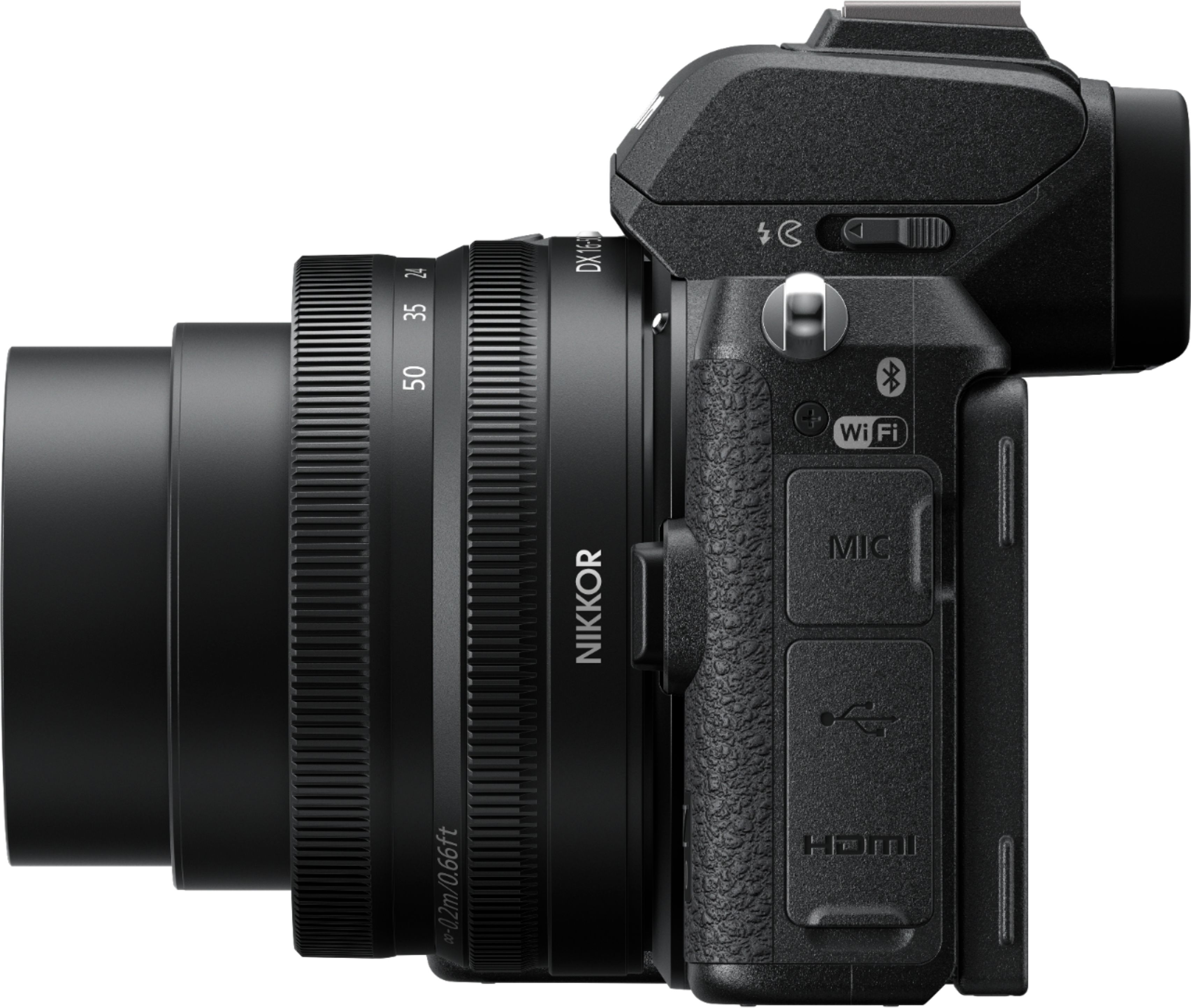 Left View: Nikon - Z50 Mirrorless Camera with 16-50mm Lens - Black