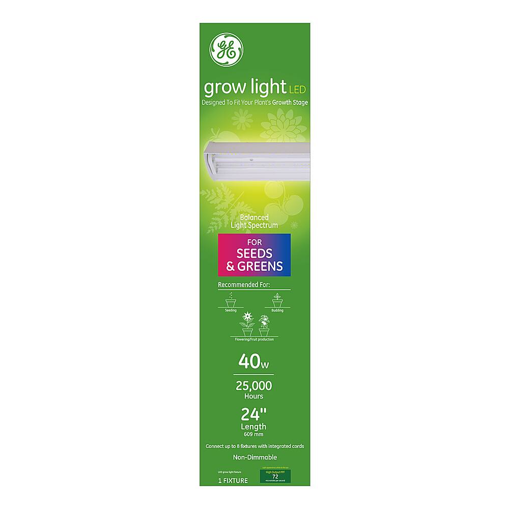 Angle View: General Electric - GE 40W 24" LED Grow Light Fixture for Indoor Plants, Balanced Full Spectrum - White