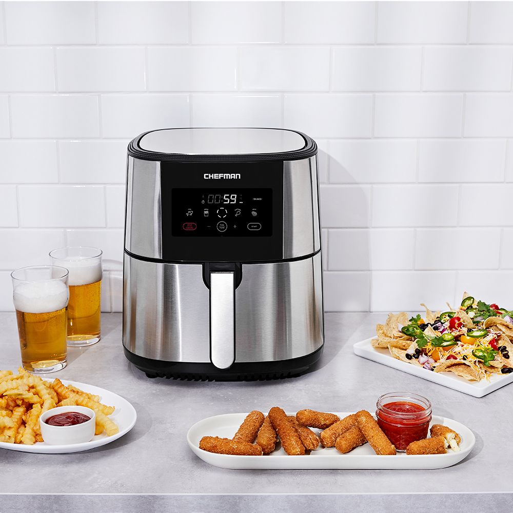 Zoom in on Alt View Zoom 19. Chefman TurboFry XL 8 Quart Air Fryer, Digital Touchscreen w/ Presets & Shake Reminder - Stainless Steel.