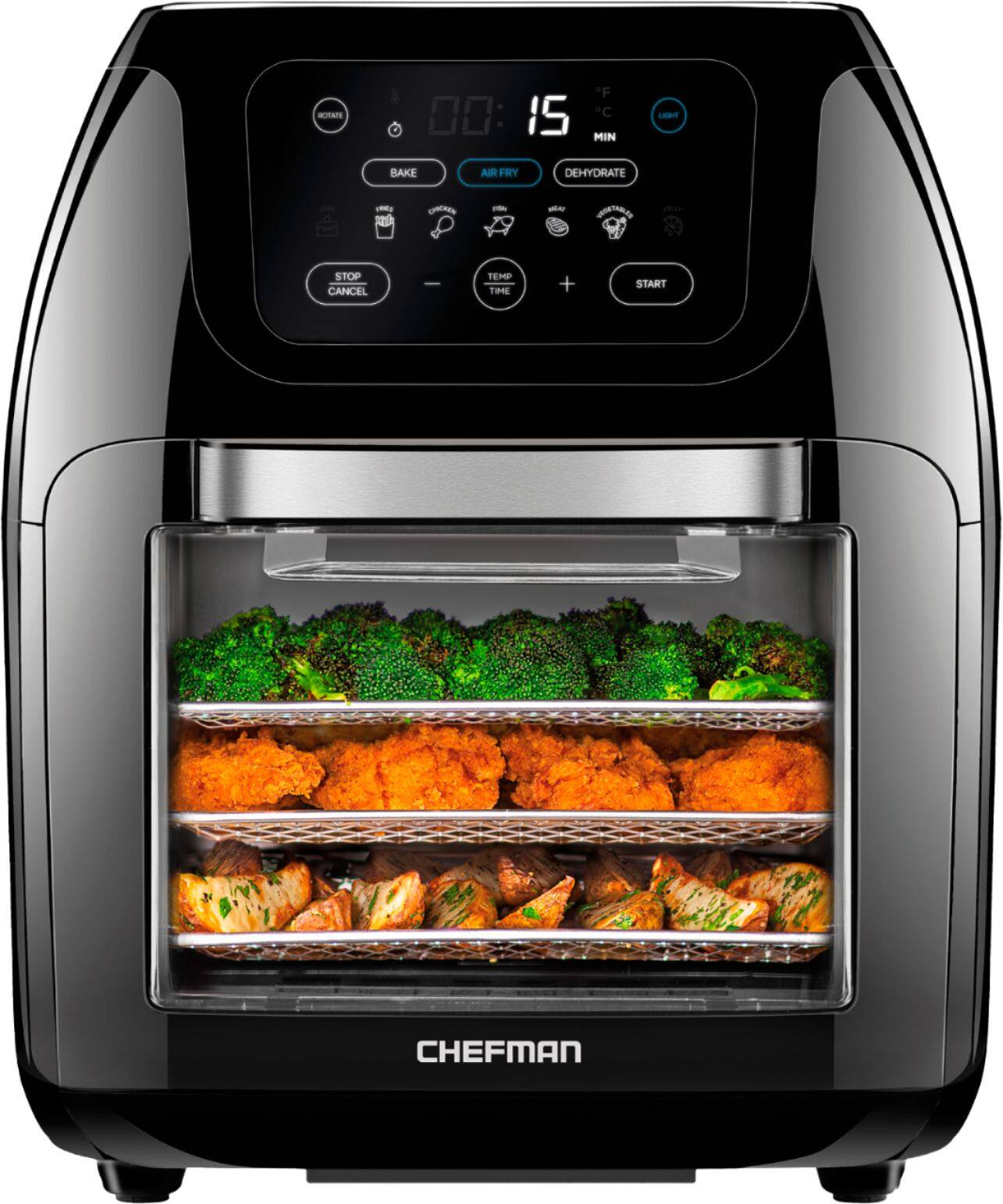 Angle. Chefman - Multifunctional 10L Digital Air Fryer+  - Black.