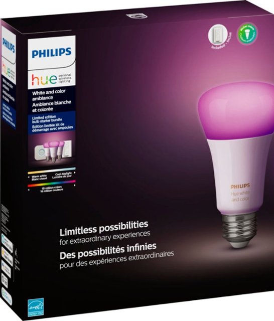 Philips - Geek Squad Certified Refurbished Hue White & Color Ambiance LED Starter Kit - Multicolor TODAY ONLY At Best Buy
