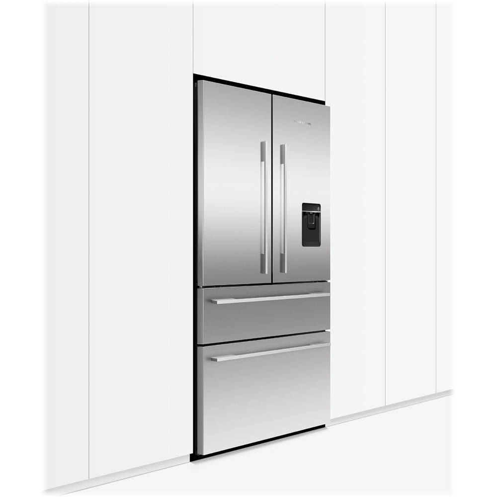 Left View: Fisher & Paykel - Series 7 4-Door French Door Refrigerator - Stainless steel